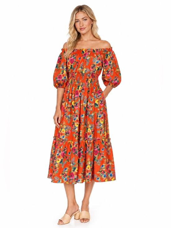 Cara Cara Dresses & Skirts - Cara Cara Mimi Dress Cherry Bouquet Orange Large